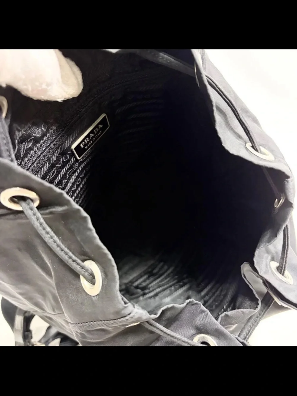 Prada Black Nylon Drawstring Backpack